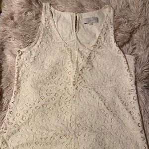LOFT Sleevess Lace Top in Ivory, Size Medium